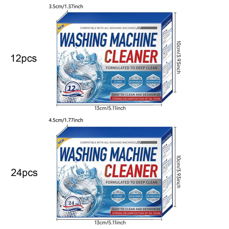 Washing Machine Cleaner Descaler,12pcs/24pcs Deep Cleaning Tablets Degreaser for Front Loader & Top Load Washer,Clean Inside Drum & Laundry Tub Seal Tool for Home Dormitory Laundry Room,Degreasers for front-loading and top-loading washing machines