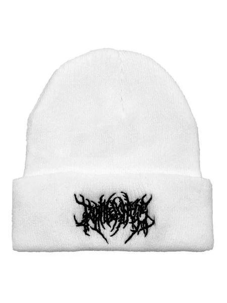 Solid Color Embroidered Gothic Street Punk Knitted Hat – Warm Ski Cap for Autumn and Winter, Unisex Couple Style, Soft Comfortable Cold Weather Headwear, TikTokShopBlackFriday design baseball Assorted Acrylic Knit Beanie Set skull adjustable casual wear