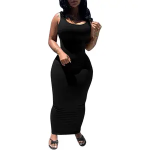 Women's Sexy Bodycon Tank Dress Basic Sleeveless Long Maxi Dresses Party Club Beach Sundresses