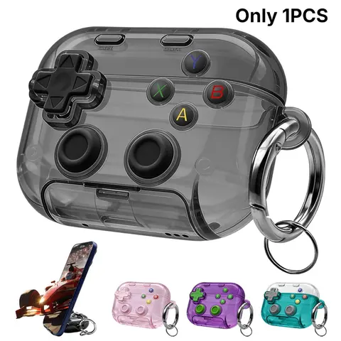 Game Controller Design Earphone Case for AirPods 4/Pro 2/AirPods 3, Protective Cover with Phone Stand Hook, Anti-Drop Protection, Durable and Stylish Headphone Accessories