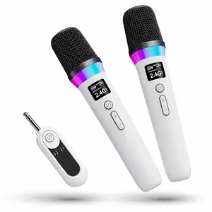 Sing/Dual Wireless Microphones with Receiver, 2.4G Rechargeable Singing Mic Karaoke System, Plug & ing/Play, Clear Audio, Long Battery Life, Voice Effects, for Home KTV, Parties, Events and Speakers