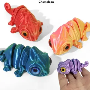 3D Printed Mini Chameleon Toy | Movable Joints & Realistic Eyes | Unique Home Decor & Kid's Gift