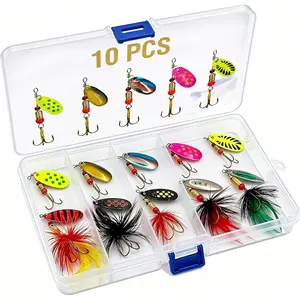 10/15/16/20Pcs Inline Spinner Fishing Lures Kit, Metal Spinner Baits With Feather Treble Hooks Multi-Color Tackle Set For Trout Bass Salmon Panfish Freshwater Fishing