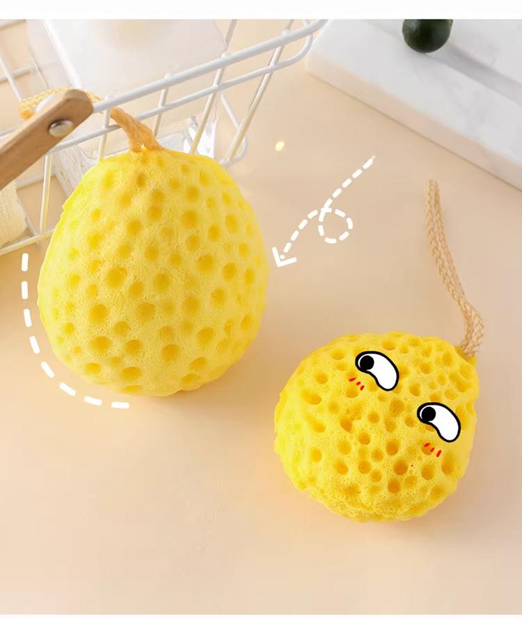 Cheese-shaped honeycomb bath sponge, extra-large soft bath brush, expands when wet to produce rich foam, durable and not easily disintegrated body exfoliator