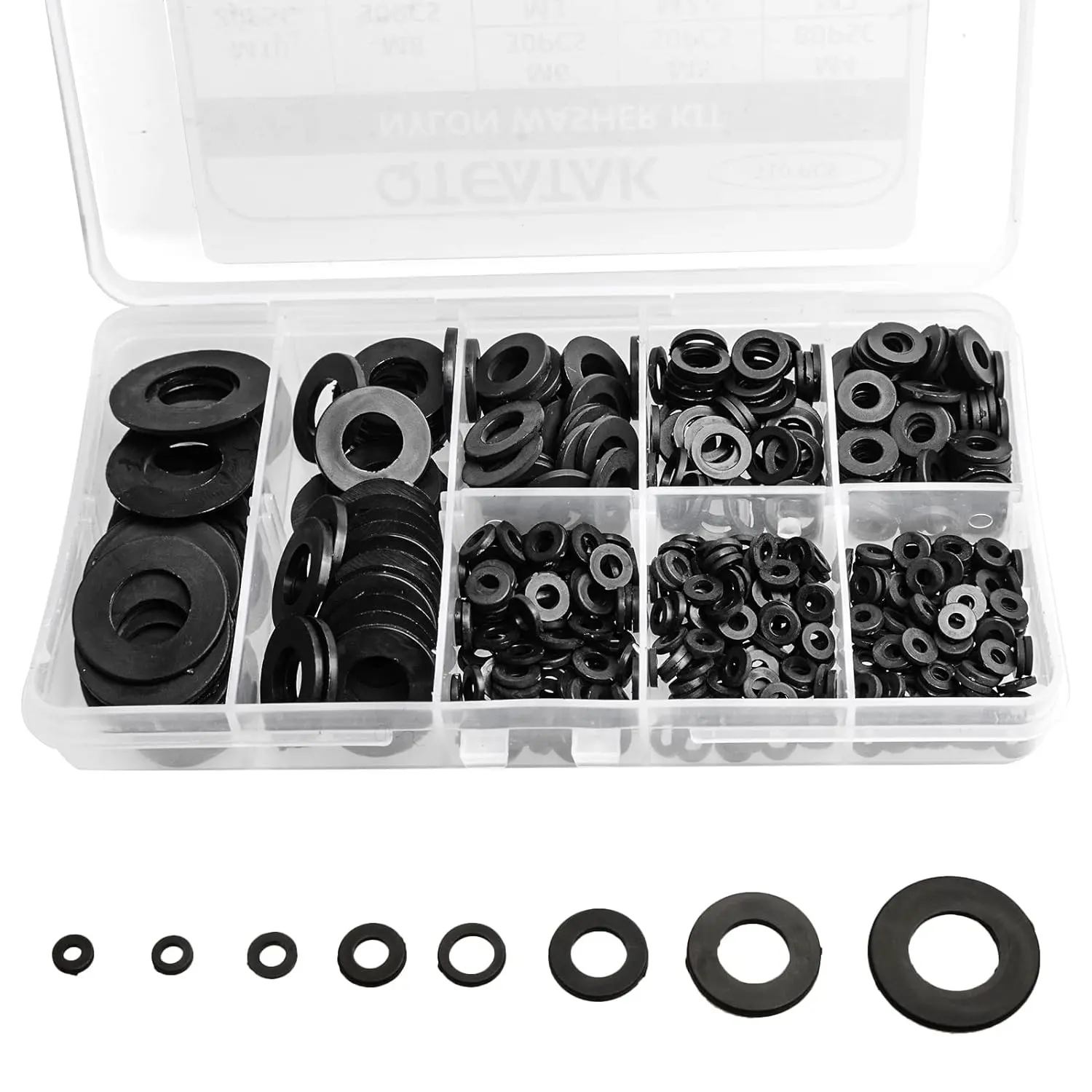 510 count Black Nylon Flat Washer  Kit for Electrical Connections  Household & Commercial Appliances, (M2 M2.5 M3 M4 M5 M6 M8 M10)