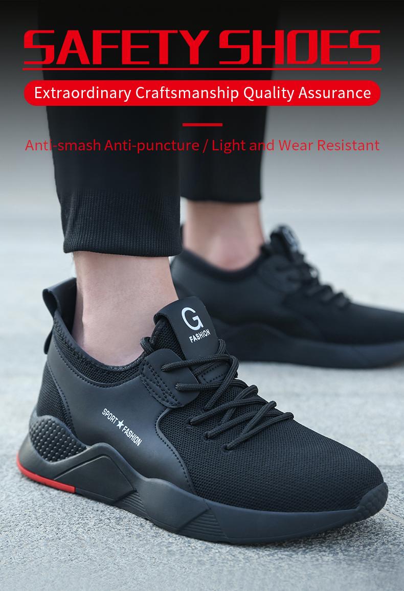 Steel Toe Work Safety Shoes  Work Sneakers Breathable Lightweight Indestructible Shoes Men Safety Shoes