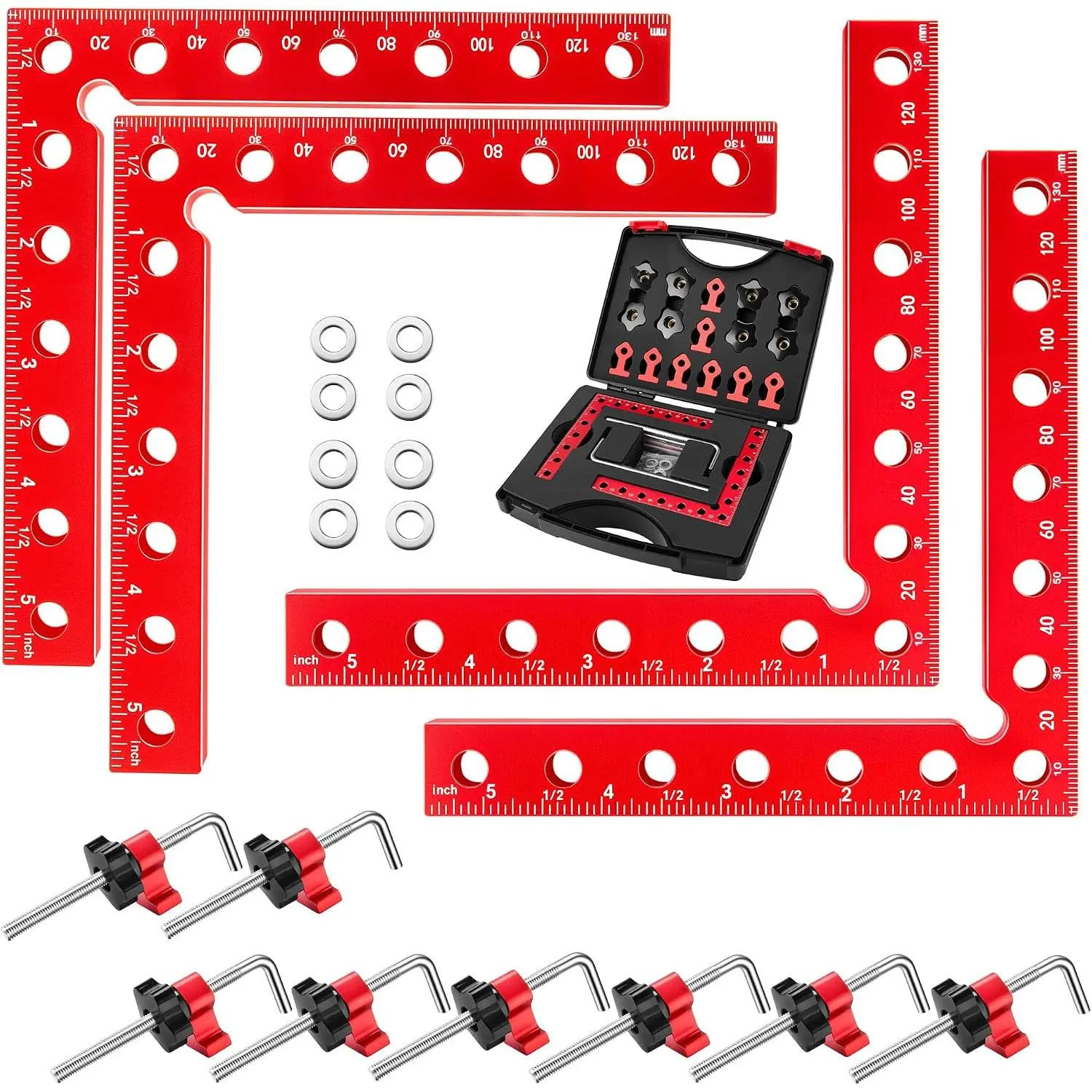 90  Corner Clamp for Woodworking - 4 Pack, 5.5" x 5.5"  Alloy Right Angle Clamps,Precision Clamps for Picture Frames, Boxes, Cabinets, Drawers