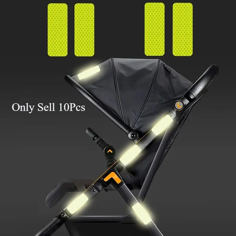 10pcs Baby Stroller Safety Warning Anti-Collision Reflective Patch, Bicycle Night Light Patch, Multiple Safety Warning Patches