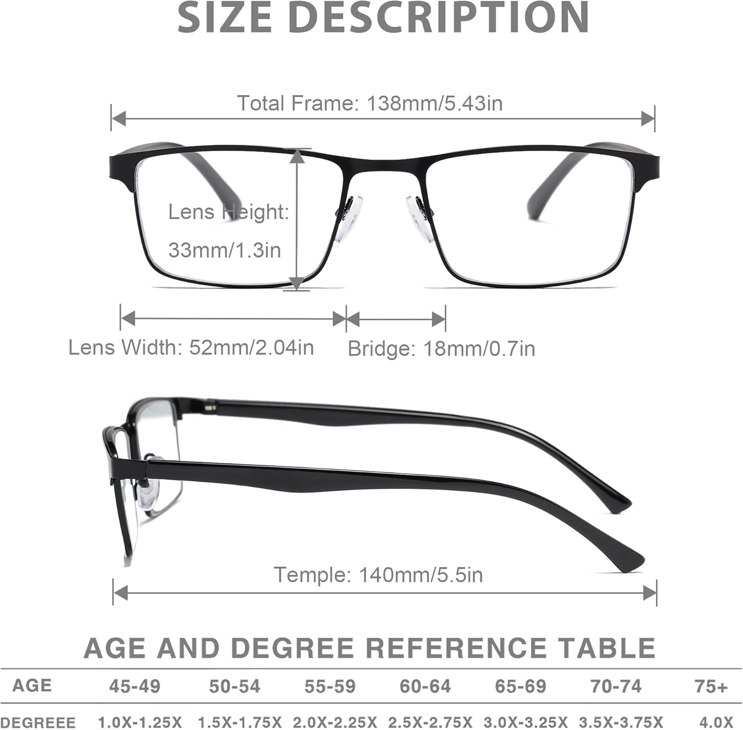 3 Pack Reading Glasses for Men, Lightweight Blue Light Blocking Metal Frame Mens Readers