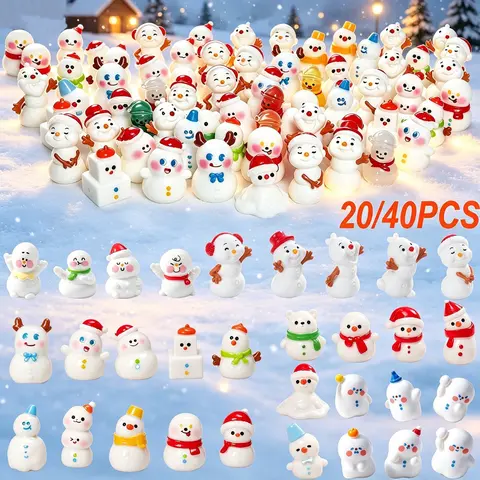 Mini Christmas Snowman Resin Ornaments, Cute Desktop Decor, Mini Garden Décor, Christmas Decoration, Surprise Gift, Party Favor, Festive Decorations