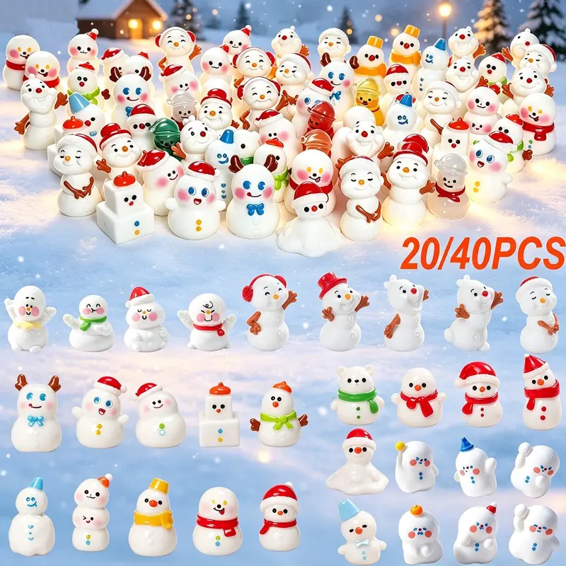 Mini Christmas Snowman Resin Ornaments, Cute Desktop Decor, Mini Garden Décor, Christmas Decoration, Surprise Gift, Party Favor, Festive Decorations