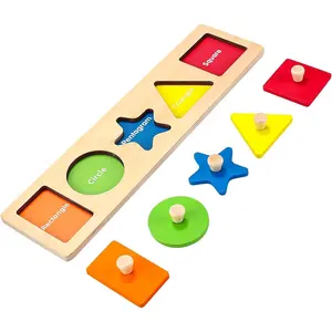 Jumbo Knob Wooden Shape Puzzle for Toddlers 1-3,Montessori Toddler Puzzle Toys for1-2 Year Old,Preschool Learning Peg Puzzles Toys for Baby Kidsfidget toys