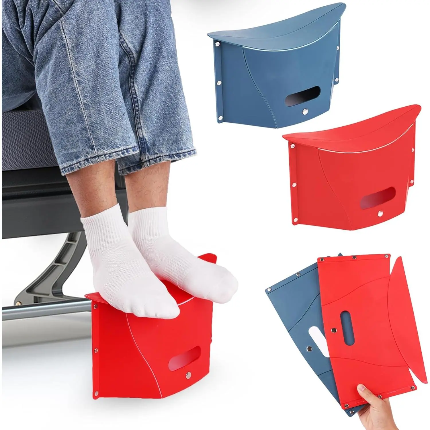 Portable Airplane Foot Rest, 2 count Foldable Foot Rest for Air Travel and Under Desk, Versatile Footrest and Stool for Long Flight,  and Office