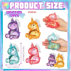 Unicorn Stress Relief Toy, Colorful Glitter Slow Rebound, Soft Gel Oil Sand, Sensory Squeeze, Essential for Students and Office Workers, Birthday Gift