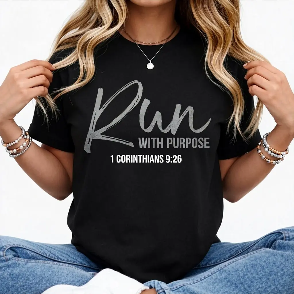 Christian Runner Gift Running Gear Run with Purpose Quote T-Shirt Small Pure Cotton Graphic Tees Menswear Top: Gifts for Men & Women
