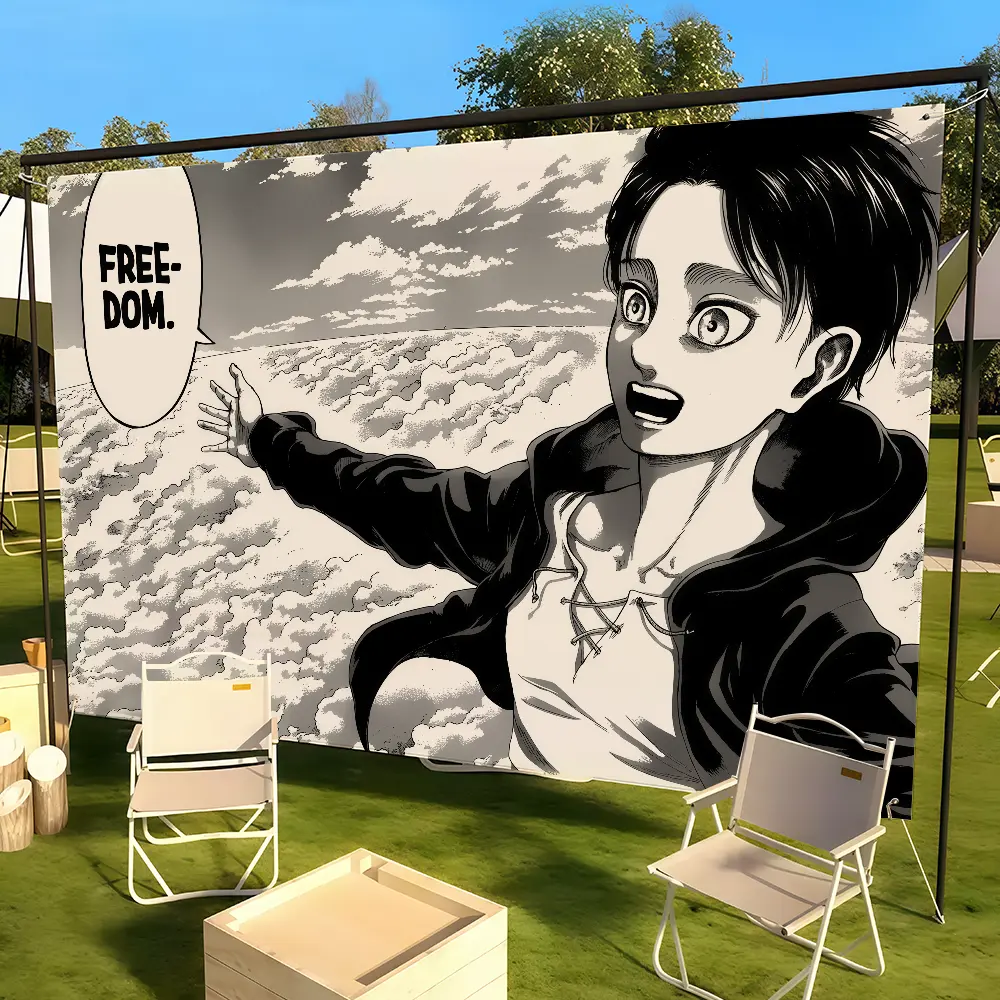 Anime Attack on Titan Flag, Lightweight Hanging Backdrop for Photo, Dormitory Room, Outdoor Use – Home & Festive Party Decoration Gift
