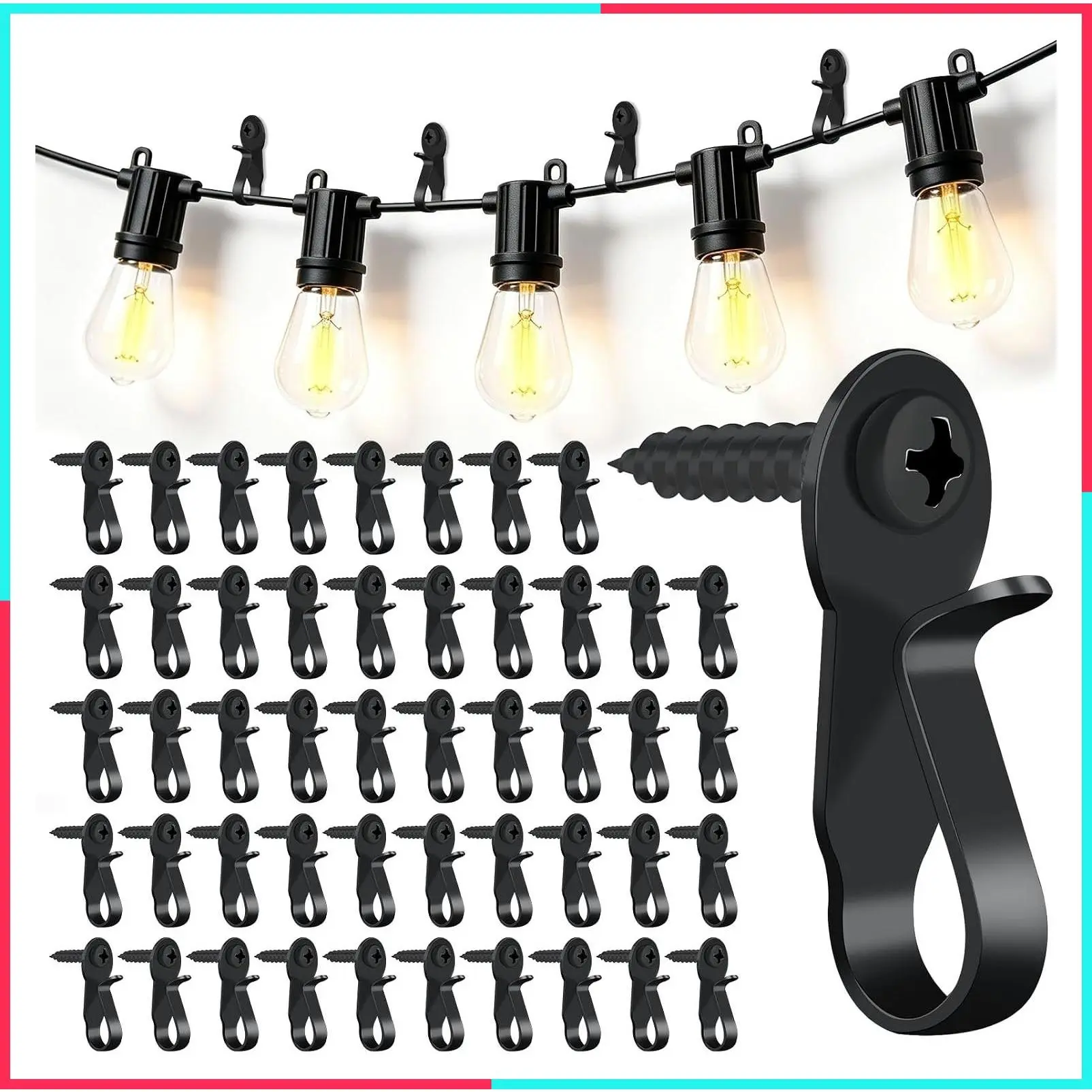 48 Pack String Light Hooks, Stainless Steel Screw Christmas Light Clips