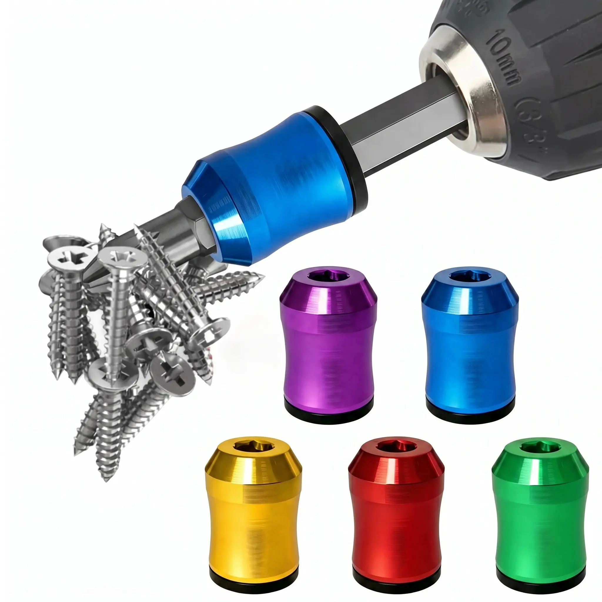 Strong Magnetic Screw Ring, Universal Magnetic Screw Ring Bit for Hex Screwdriver and Power Bits Screwring Powerbits-YY1