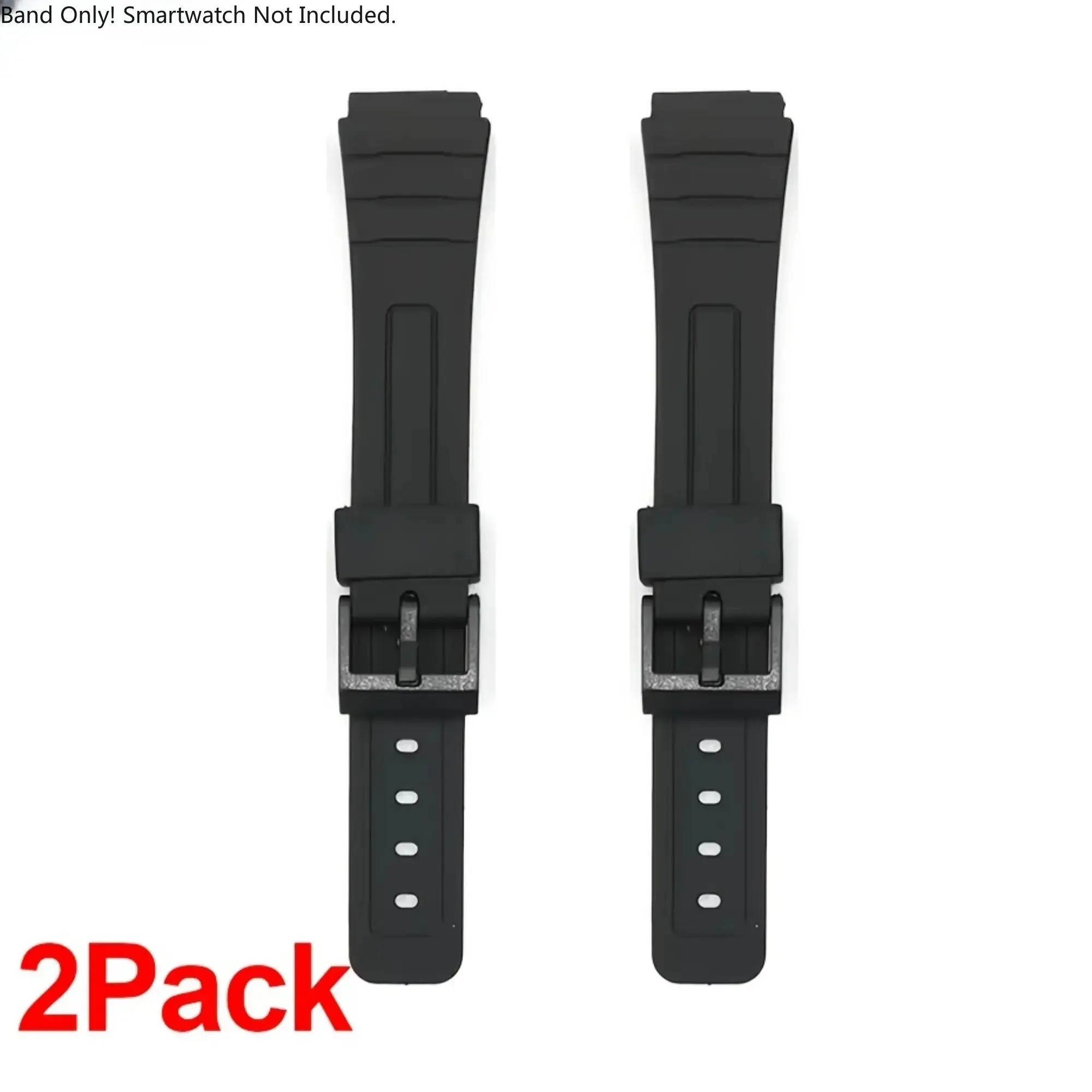 Men's 2-Pack Multi-Size Silicone Band, 12mm-22mm Waterproof Strap, Universal Watch Replacement for Casio F91W AE1200 W800H Series, Daily Wear Casual Wrist Bracelet (Bands Only)