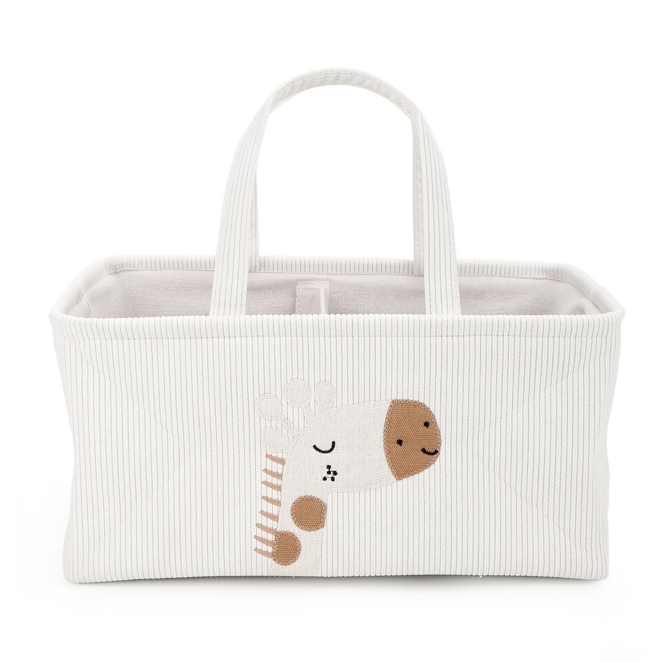 Cute Cartoon Lion Storage Basket with Handle & Divider, Portable Diaper Caddy Organizer for Baby Nursery, Toy & Clothes Storage Bin for Home