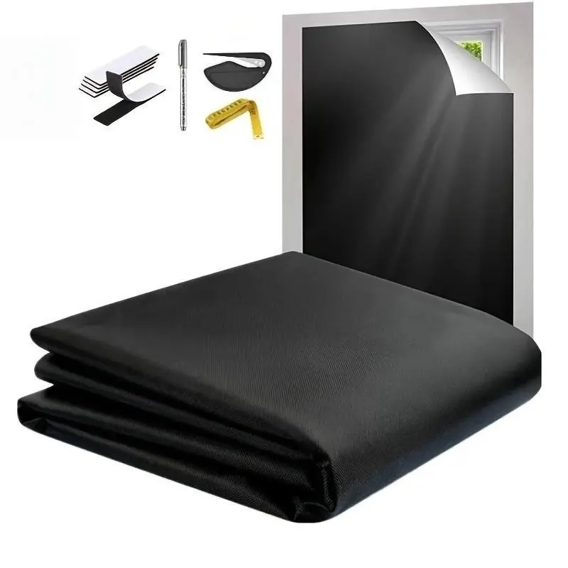 DIY No-Drill Blackout Curtain Kit, Cuttable for Any Window, Includes Velcro & Cutter Pen, Ideal for Rental, Travel, Dorm Rooms, Essential Gift
