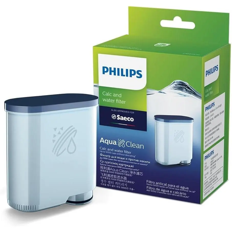 AquaClean  Calc and Water Filter, No Descaling up to 5,000 cups, Reduces Formation of Limescale, 2 AquaClean Filters, (CA6903/22) | Protects Your Machine – reduces limescale, keeps coffee tasting pure, 2 filters included, Click&Go fit (CA6903/22)