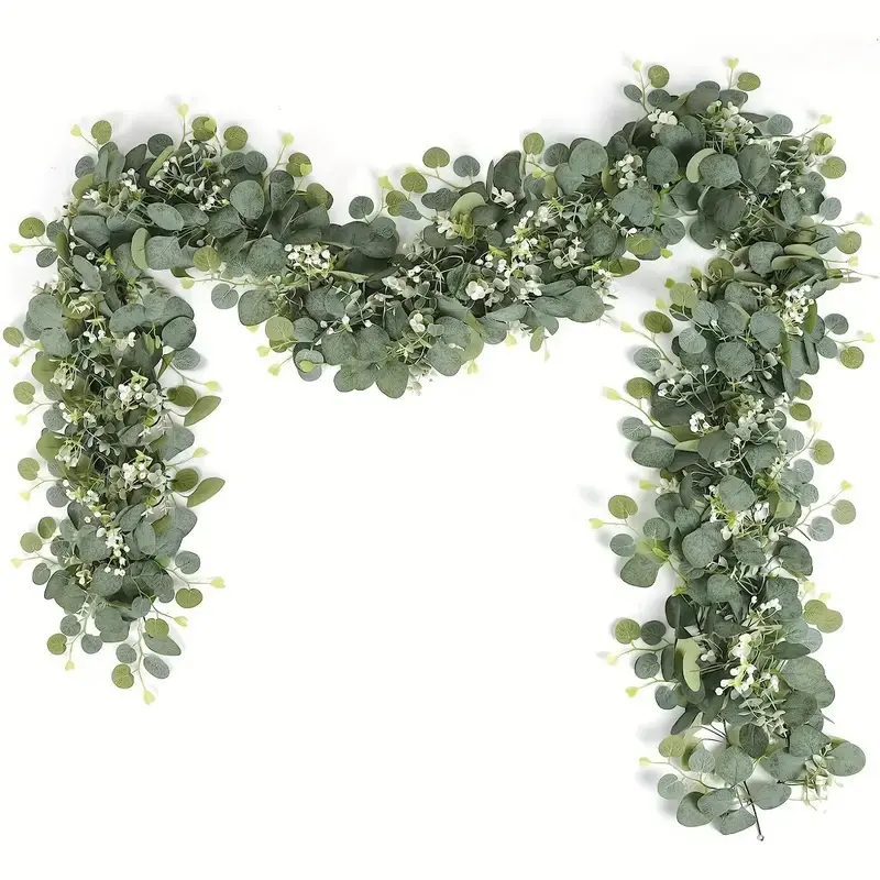 4-Piece Classic Vine Faux Eucalyptus Wreath Set - Plastic & Polyester, Feather-Free, No Electricity Needed, Vine Greenery for Wedding Arch, Party Decor, Home Decor
