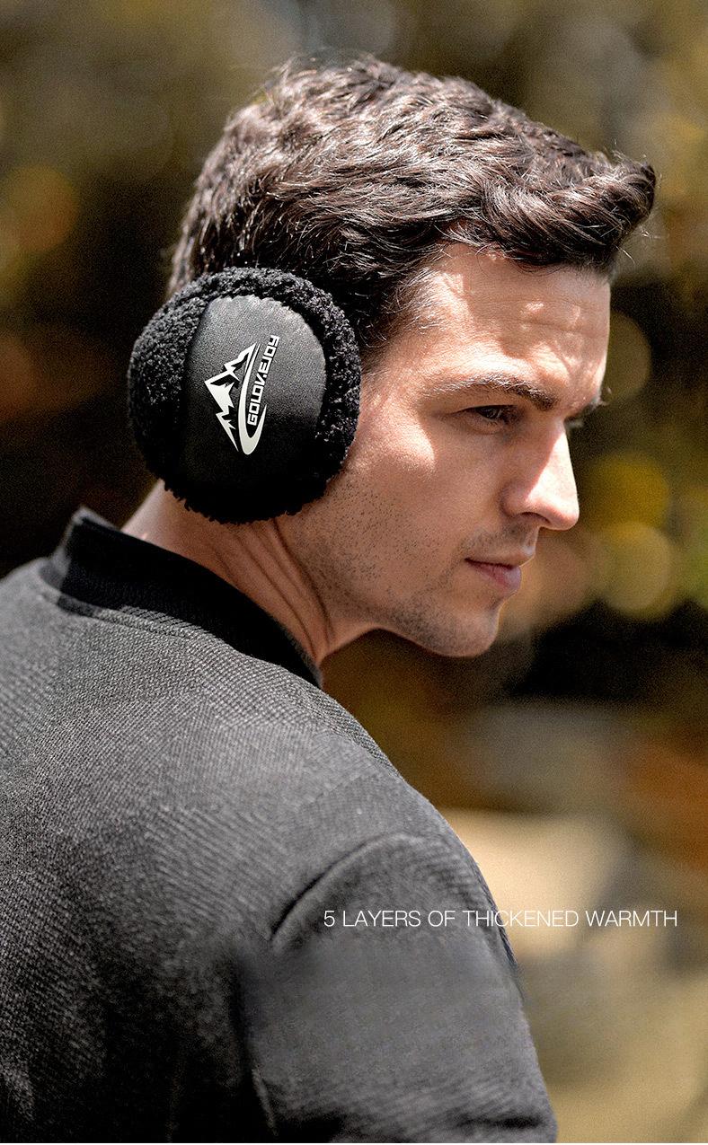 Rear-Wear Polar Fleece Ear Muffs for Men Foldable Winter Ear Protection Windproof Behind-the-Head Design All-Weather Commute & Outdoor Essential Stylish Gift