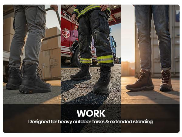 【Wide Fit】NORTIV 8 Men's Tactical Hiking Boot Lightweight Cushion Sole Boots for Work All Day Side Zipper Motorcycle Combat Military Boot Arch Support 8 Inches Terrascope Trekking Camping Shoes