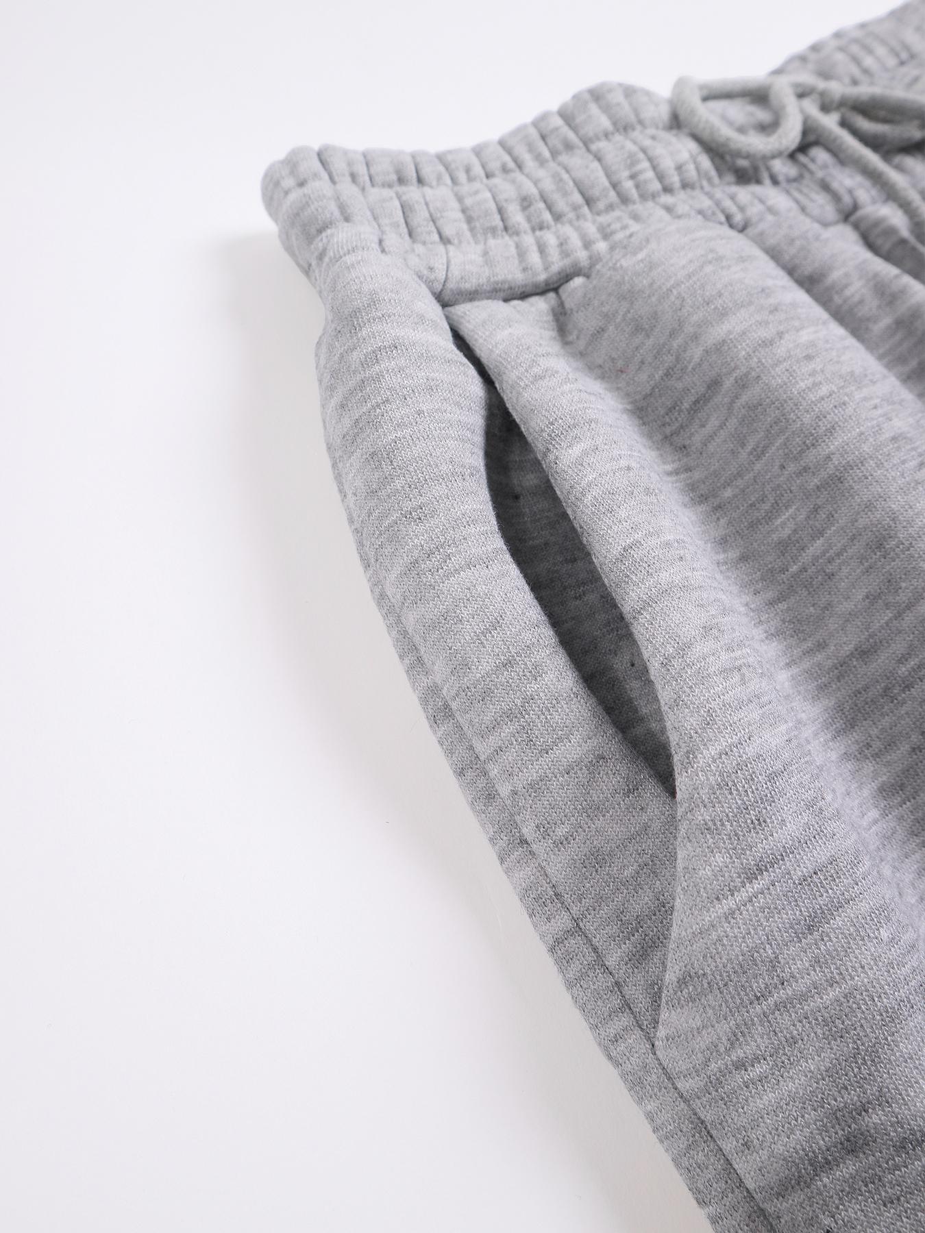 Women's Autumn Winter Fleece-Lined Side Pocket Sweatpants, Loose Fit Casual Fashion Straight Leg Long Pants for Daily Wear