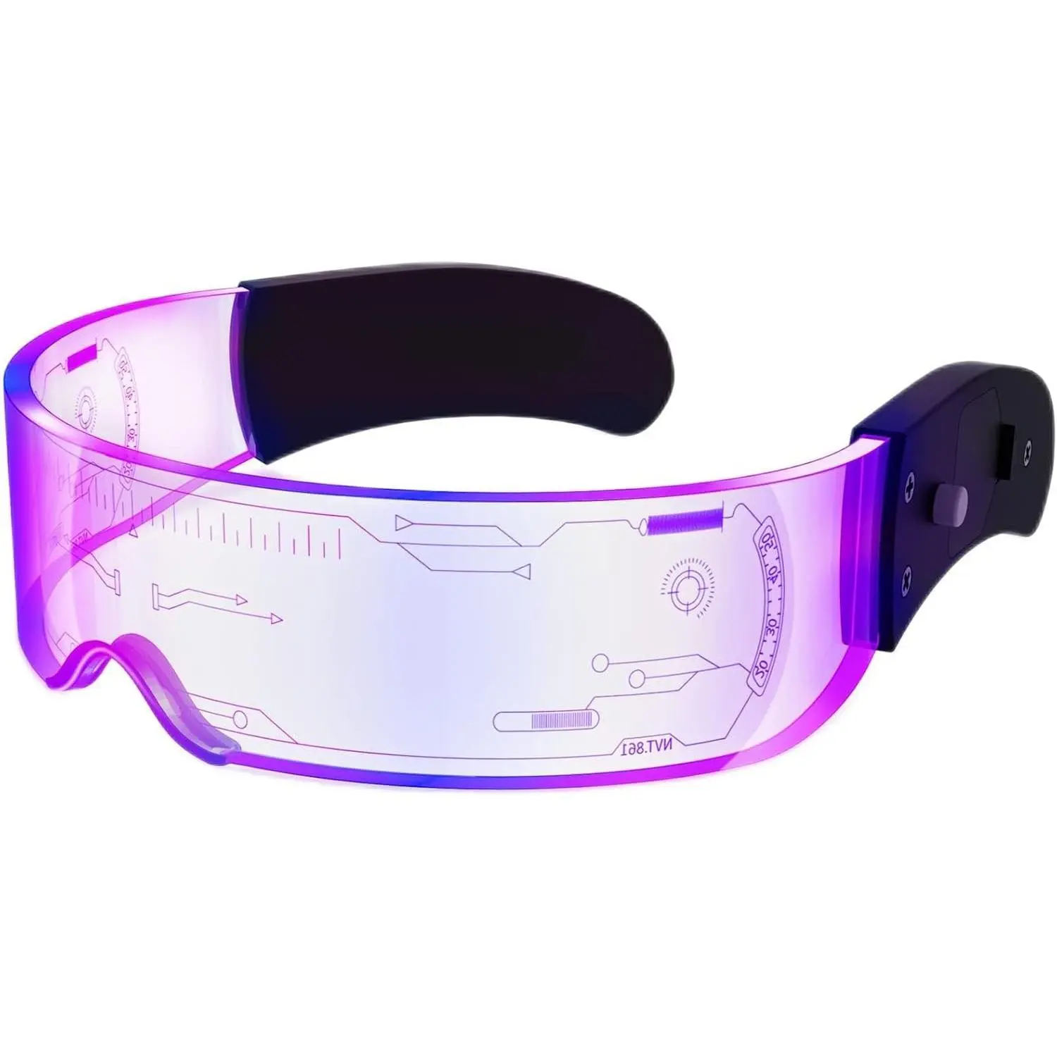 LED Visor Glasses with 7 Colors & 4 Modes - Cyberpunk Luminous Cosplay Goggles for Rave, Futuristic Light-Up Eyewear (High Tech)Gift