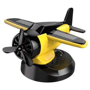 Solar Powered Three-blade Rotating Drift Plane Multi-function Car Aroma Ornament for Dashboard