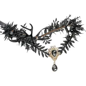 MOSTORY Women's Flower Fairy Costume Headpiece - Woodland Antler Elf Crown with Elegant Crown Design, Renaissance Renfaire Cosplay Photo Shoot Styling Accessory