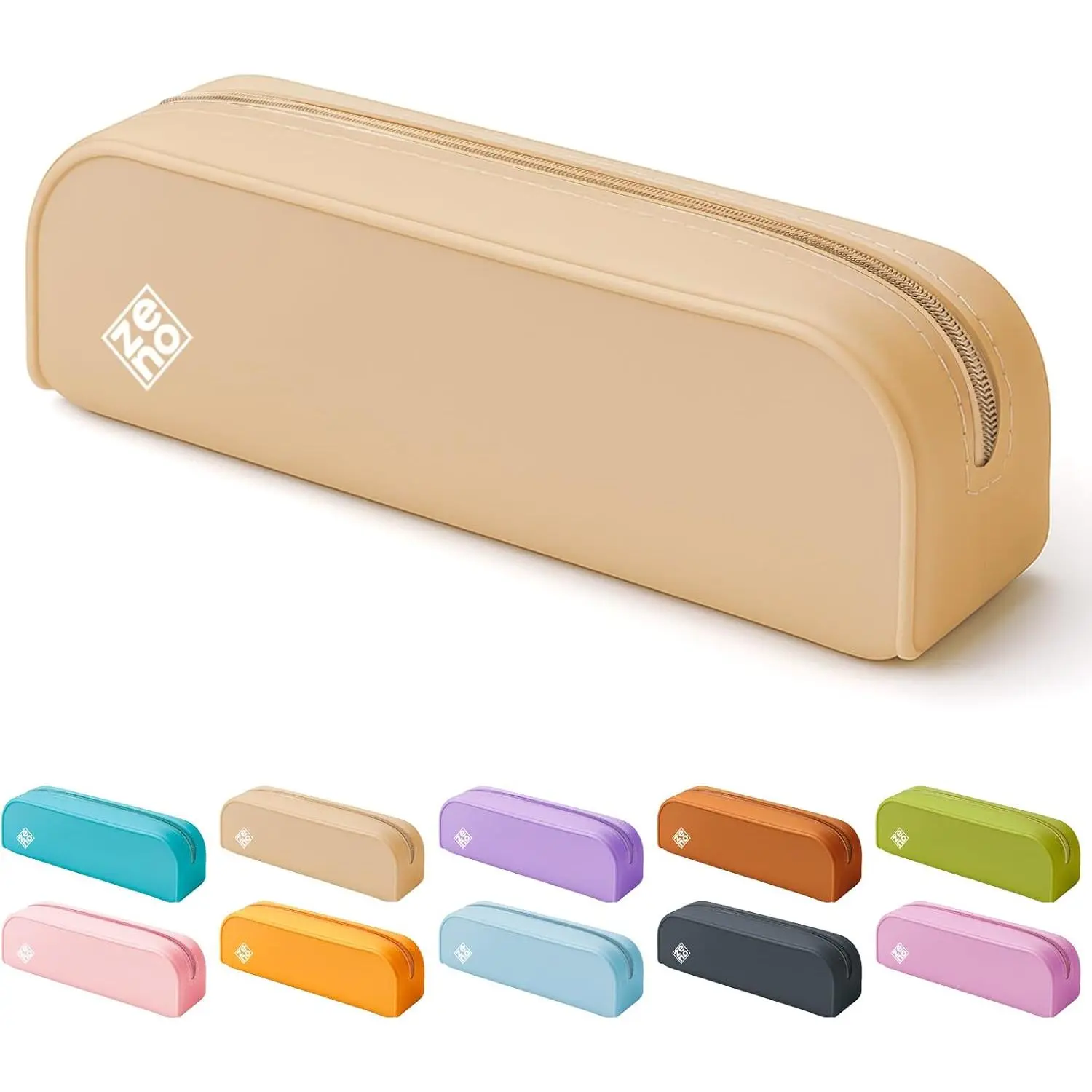 Pencil Case – Aesthetic Pencil Pouch for Women & Teens – Cute Pen Case, Beige Makeup Bag, Travel Pouch, Small Stationary Organizer – Beige Seashell