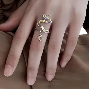 An Original Design, Niche-inspired Dragon-shaped Open-end Statement Ring P42