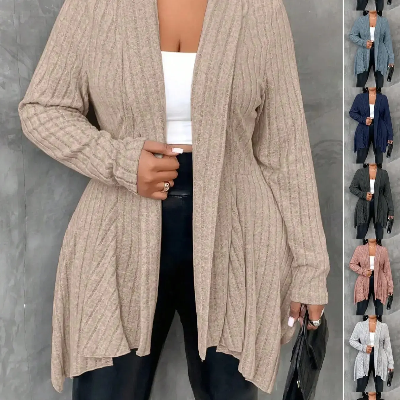 Plus Size Women's Elegant Knit Jacket, Casual Long Sleeve Pullover Coat, Fall Winter Fashion Outerwear, Comfortable Stylish