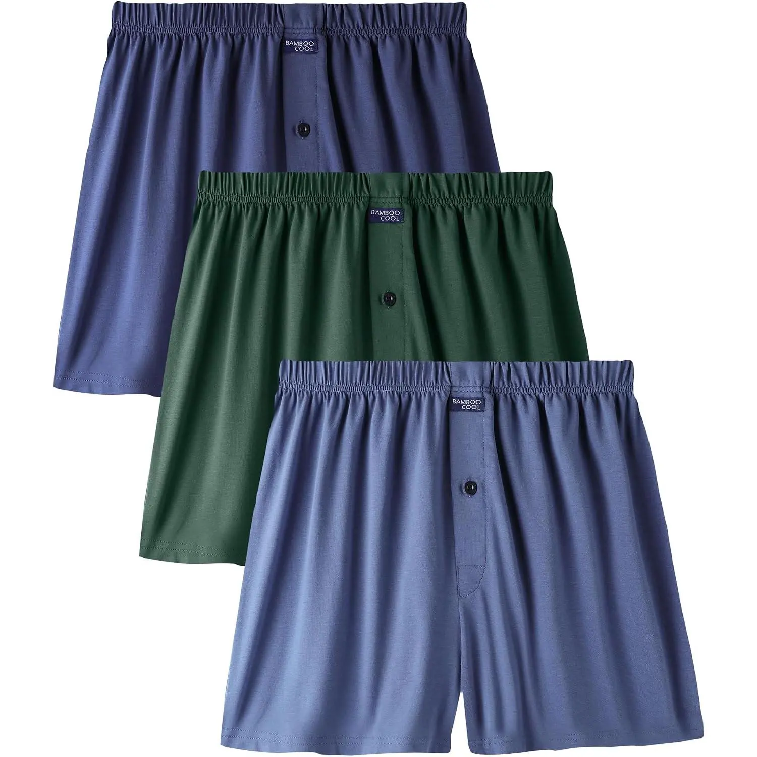 BAMBOO COOL Men's Boxer Short soft and Breathable Knit Boxers for men Moisture-wicking Underwear with Button Fly