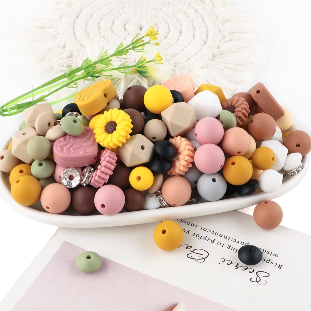 Silicone Beads Kit, 44pcs/set, Beads for bracelets, DIY Beads for Bracelet Necklace Jewelry Making, DIY Beading Accessories, Jewelry Making Supplies, DIY Mix Beads, Bead Assortment, Decorative Beads, Craft Beads