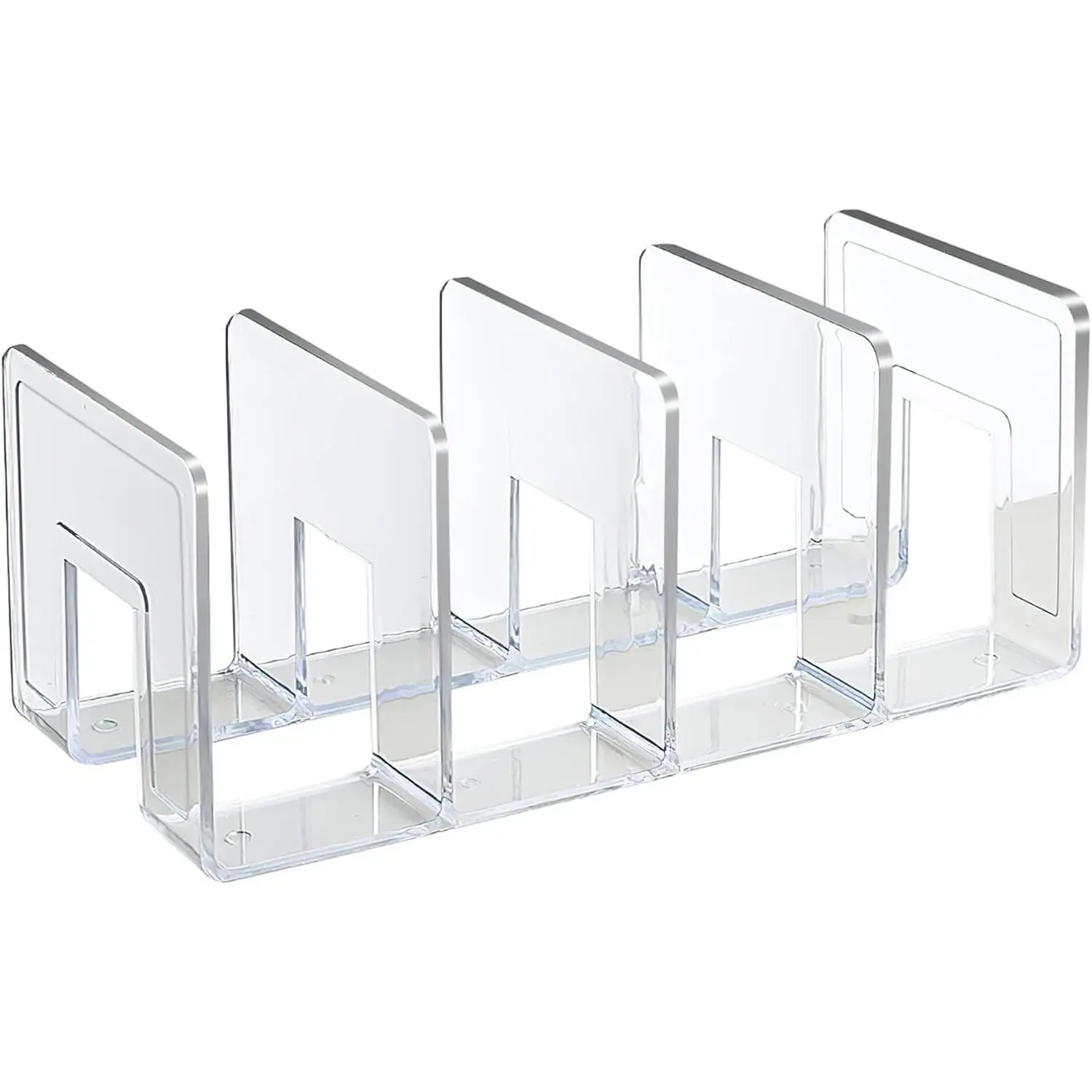 Acrylic File Sorter, Clear File Holder Acrylic Desk Organizer, Sturdy Desktop Files Organizer Files Folder Holder Rack for Envelopes Mail Letter Paper Notebook Electronics (4 Sections, 1 Pack)