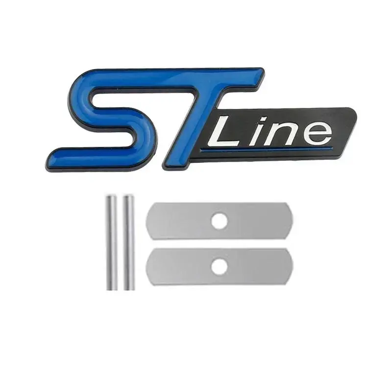 For FORD ST LINE Logo Front Grill Emblem Badge Car Rear Trunk Sticker Decals Focus Kuga Fiesta Mondeo ESCAPE Ecoboost