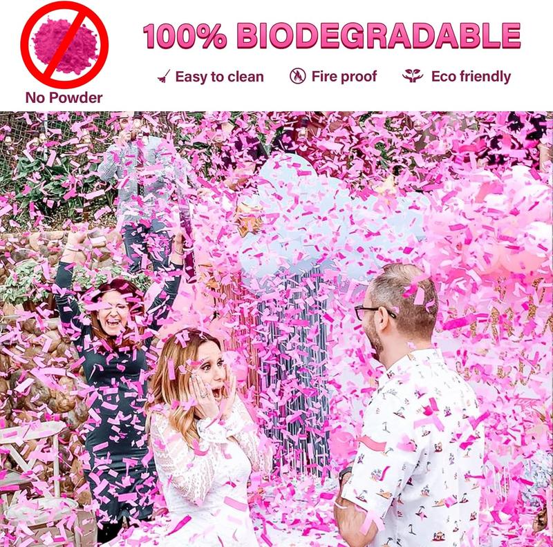 5 count Pink Gender Reveal Confetti Cannon Poppers - Biodegradable  Girl Gender Reveal Poppers Confetti - Pink Confetti Cannon Gender Reveal Confetti Poppers, Pink Confetti Popper for Party