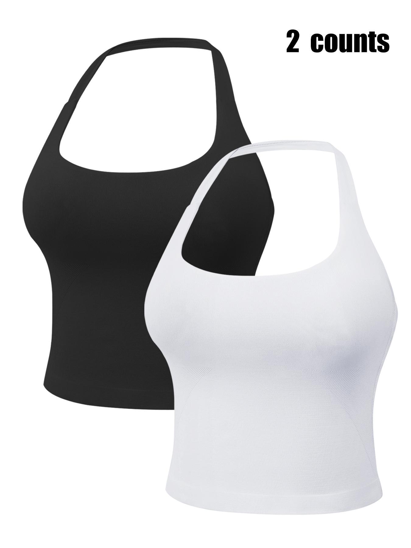 Women's Solid Removable Chest Pad Sports Tank Top, Casual Comfort and Durability Halter Neck Sports Top for Yoga Gym Workout, Ladies Sportswear for All Seasons