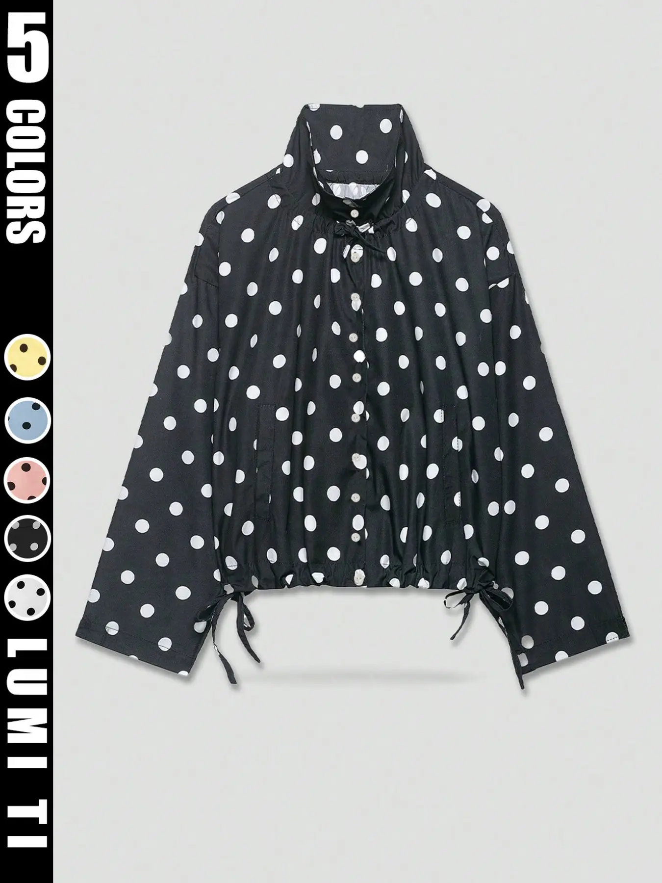 Polka Dot Jacket Women's Jacket Autumn Spring 2026 Y2K Cropped Long Sleeve Tops Fashion Drawstring  Coats Casual Fashionable Outerwear Casual Outdoor Outerwears
