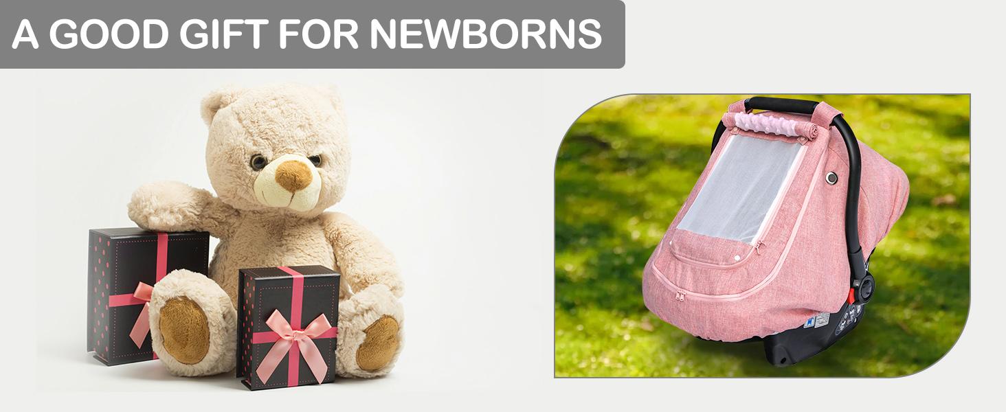 Waterproof Baby Car Seat Cover, Patented Pink Cold Weather Carseat Cover for Babies,Infant Car Seat Cover Canopy for Girls, Windproof Car Seat Canopy for Girls, Keeps Babies Warm and Cozy