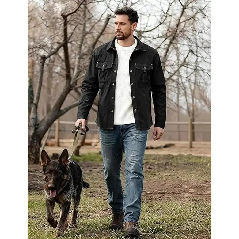 Men's Flannel Lined Shacket Lightweight Warm Snap Western Plaid Shirt Jacket for Outdoor Cowboy Casual Work