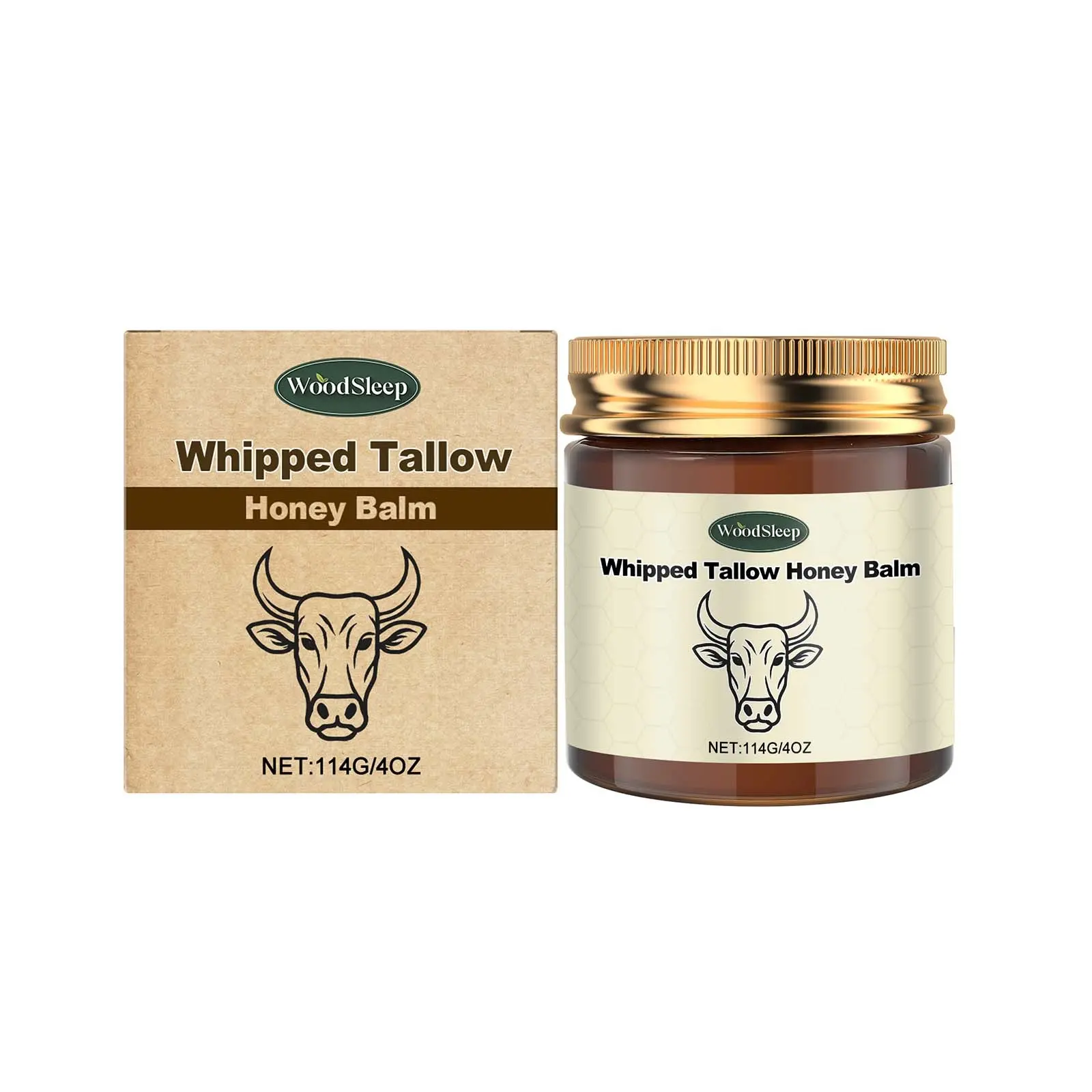 Woodsleep Whipped Tallow Honey Balm, Deep Moisturizing Body Cream, Lightweight Non-Greasy, for All Skin Types, Fall & Winter Care