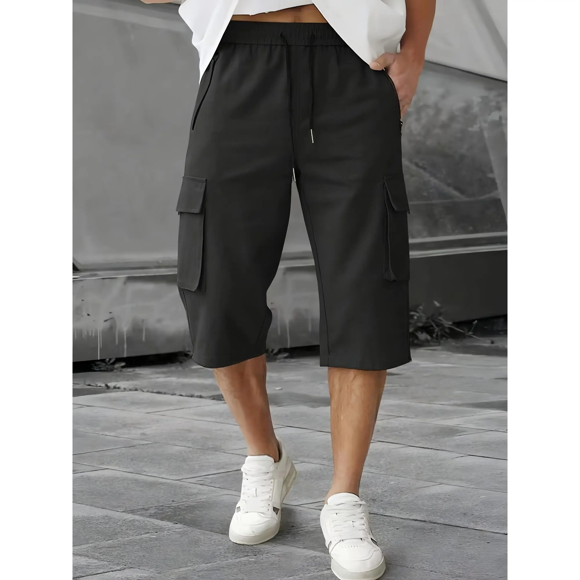 Boys' shorts, cargo pants, zippered pockets, cropped pants, sporty, comfortable, outdoor