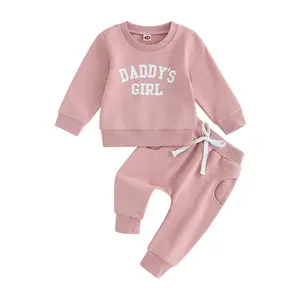 Toddler Baby Girl Fall Clothes Daddys Girl Long Sleeve Pullover Sweatshirt Stretch Jogger Pants Infant Fall Winter Outfits