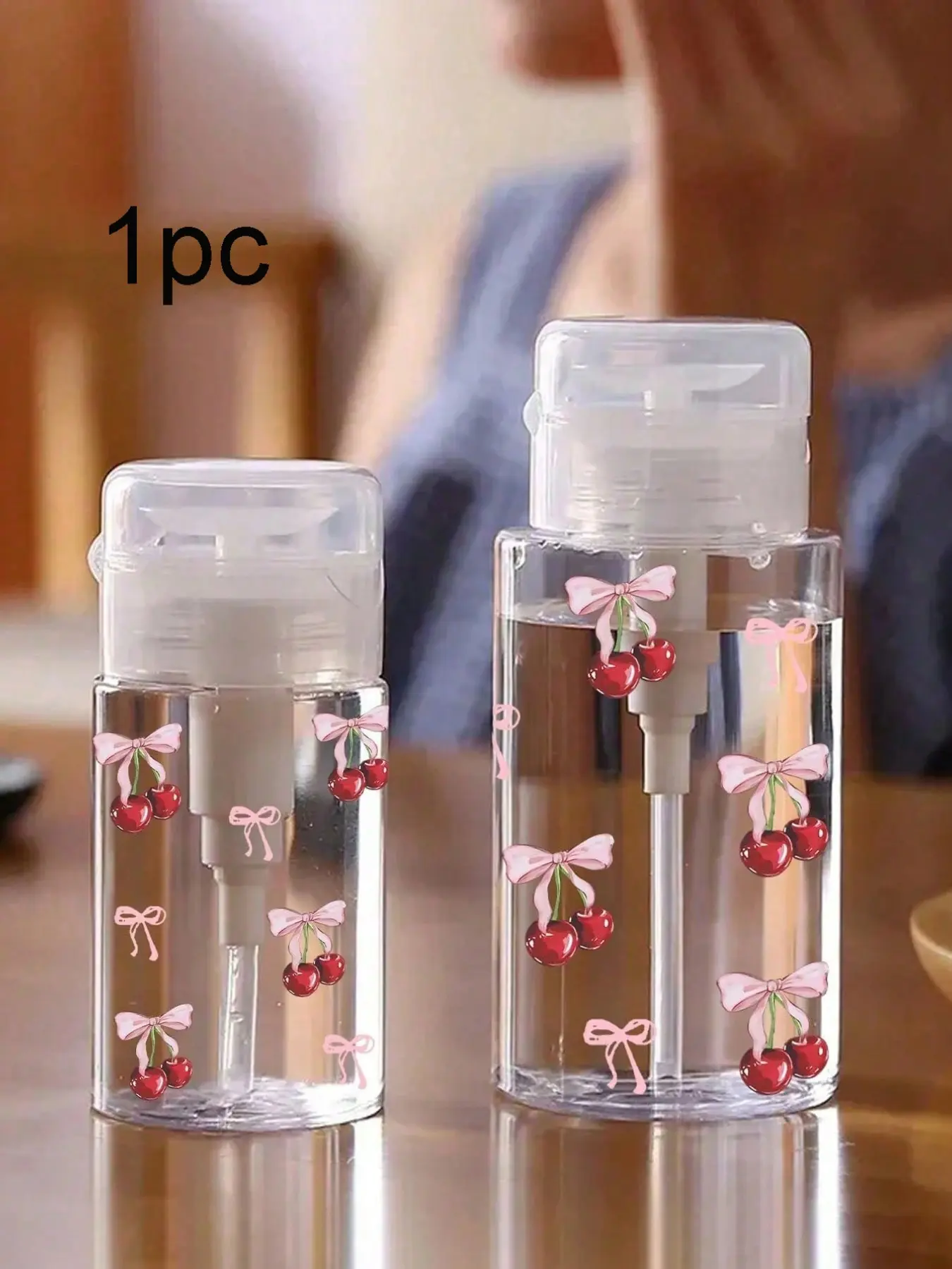 100ML-300ML Nail Polish Dispenser, Bow Design, Transparent Pump Bottle, Large Capacity Reusable Makeup Container, Travel Essential