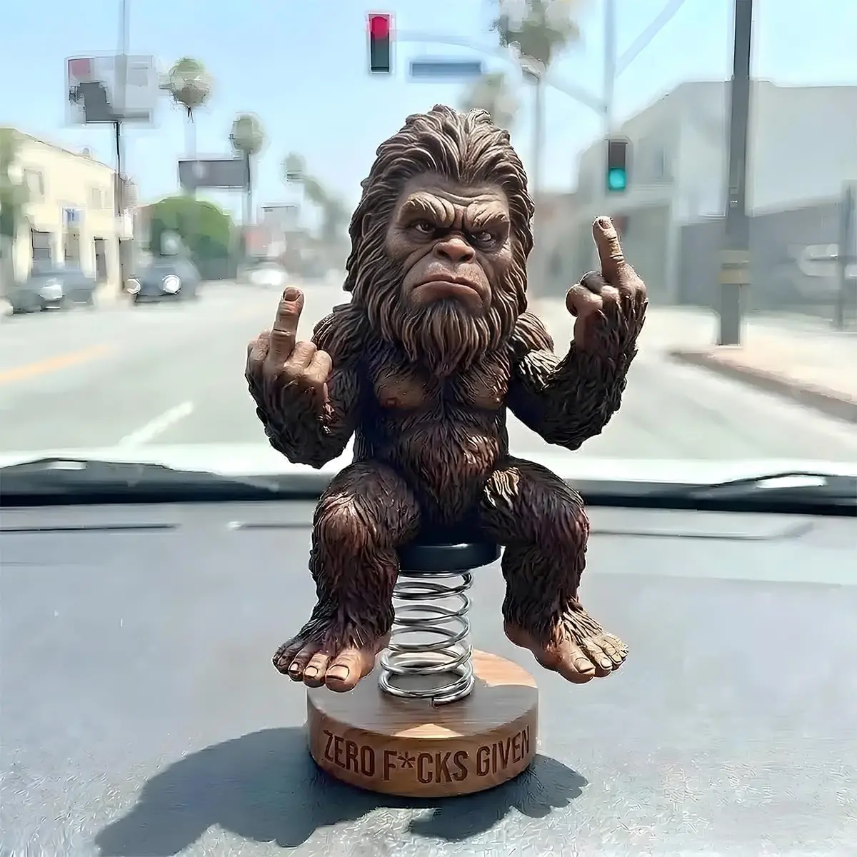 Funny Bigfoot Bobblehead, Zero Fucks Given Dashboard Ornament, Novelty Middle Finger Figurine, Humorous Car Decoration, Car Ornaments, Perfect Gift